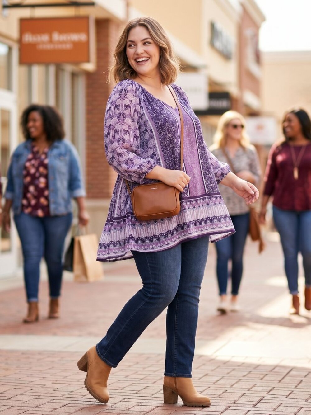 Lane Bryant Women 18/20 Boho Floral Patchwork Blouse Purple Flowy Statement Rare